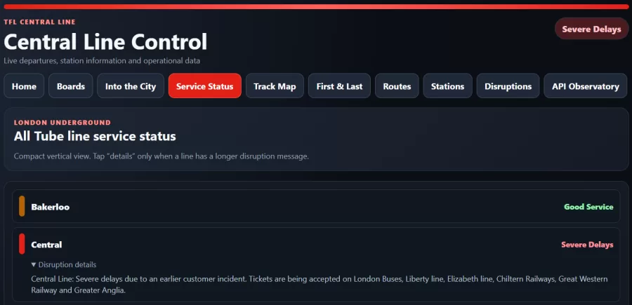 Central Line Tube Tracker