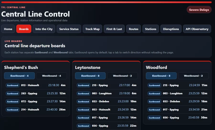 Central Line Tube Tracker